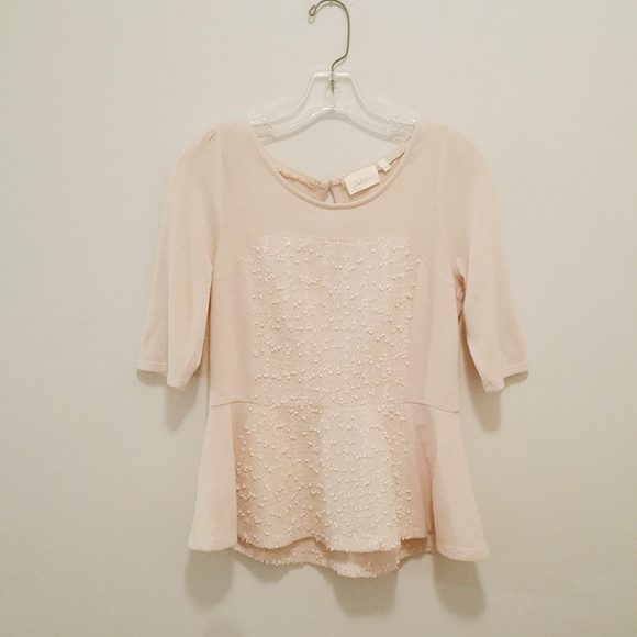 Anthropologie Tops - CLOSING SALE - Anthropologie Peplum Sweater Pink
